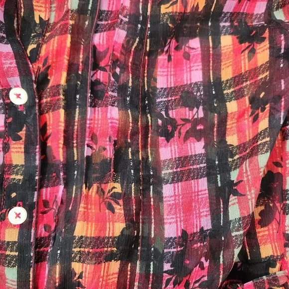 Free People Jerra Shirt Dress In Pink Long Sleeve Button Down‎ Plaid Maxi Dress - Picture 8 of 16